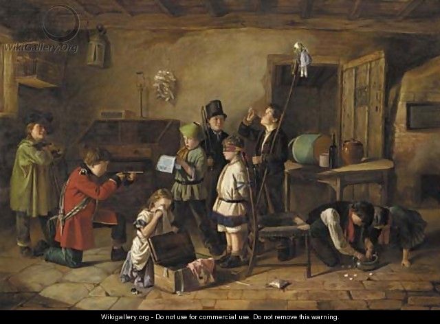 Children playing soldiers - Charles Hunt