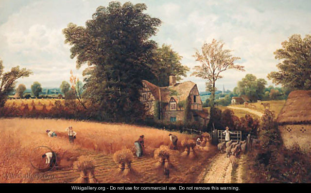 Countryfolk harvesting, near Reading - Charles Henry Passey