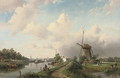 A summer's day at a Dutch windmill - Charles Henri Joseph Leickert
