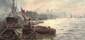 The busy docks at Greenwich - Charles John de Lacy