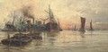 The bustling Thames at dusk - Charles John de Lacy