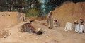 Figures resting in a dusty street - Charles James Theriat