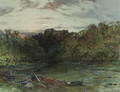 A wooded river landscape at sunset - Charles Branwhite