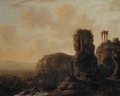 Extensive river landscaoes with capriccio of classical ruins - Carel Fabritius