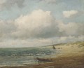 Aan het Noordzeestrand beach with a Bomschuit - Carl August Breitenstein