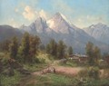 Harvesters in an alpine landscpe - Karl Millner