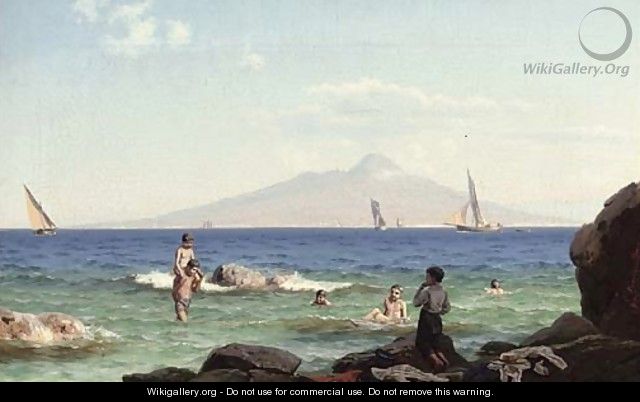 Boys playing in the shallows before Vesuvius - J.E. Carl Rasmussen