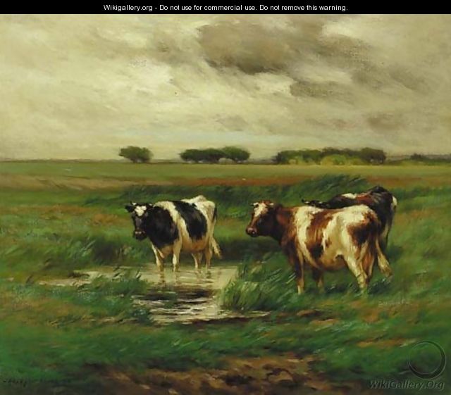 Cows Watering in a Pasture - John Carleton Wiggins