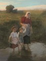 Crossing the stream at the end of the day - Karl von Bergen