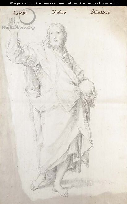 Christ holding an orb, His right arm raised in benediction - Carlo Maratta or Maratti