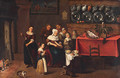 A Kitchen Interior with a Family gathered near a Table - Coenraet Decker