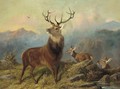 A stag and hinds in a landscape - Byron Webb