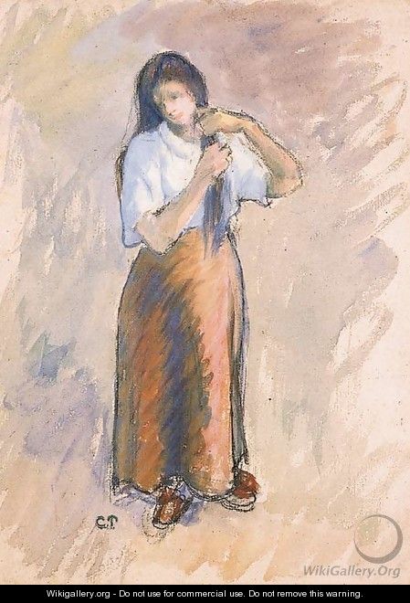 Jeune femme nouant ses cheveux - Camille Pissarro
