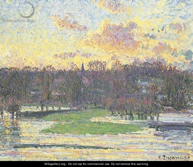 Inondation soleil couchant - Camille Pissarro