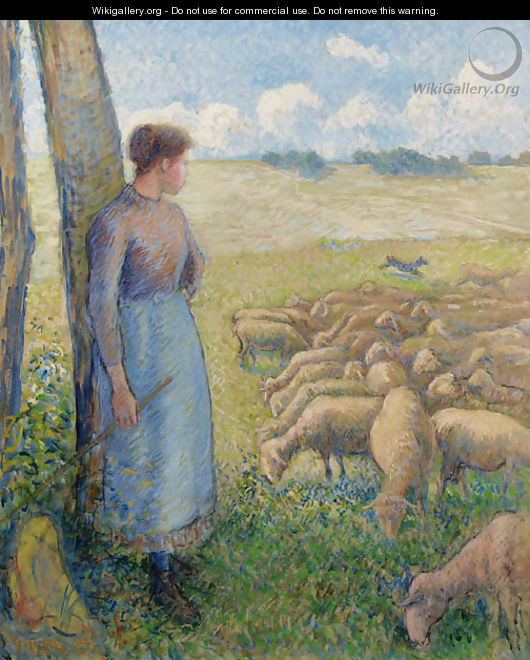 Bergere et moutons - Camille Pissarro