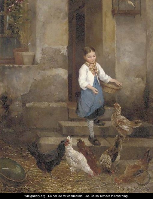 Feeding the Chickens - Camille Leopold Cabaillot Lassale