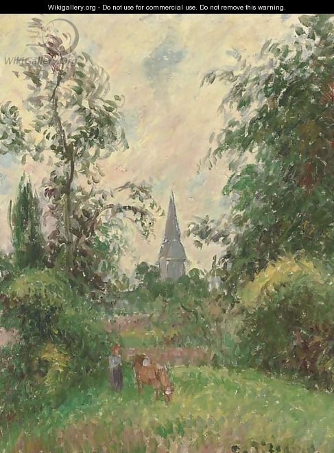 Le clocher de Bazincourt - Camille Pissarro