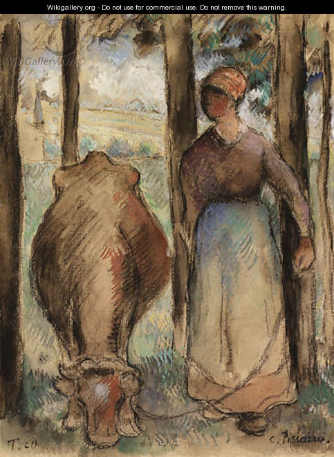 La Vachre (Young Peasant Woman and Cow) - Camille Pissarro