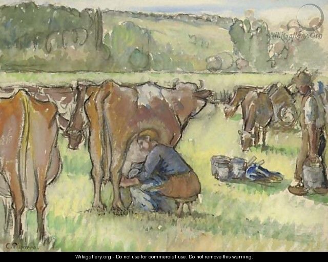 La traite des vaches - Camille Pissarro