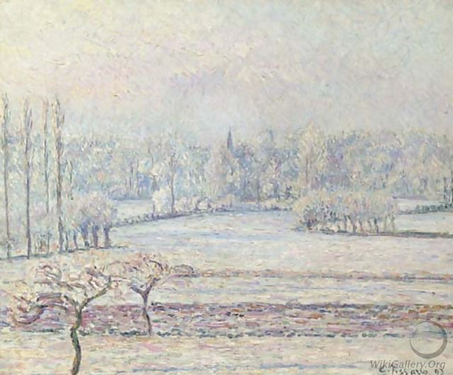 Vue de Bazincourt, givre, matin - Camille Pissarro