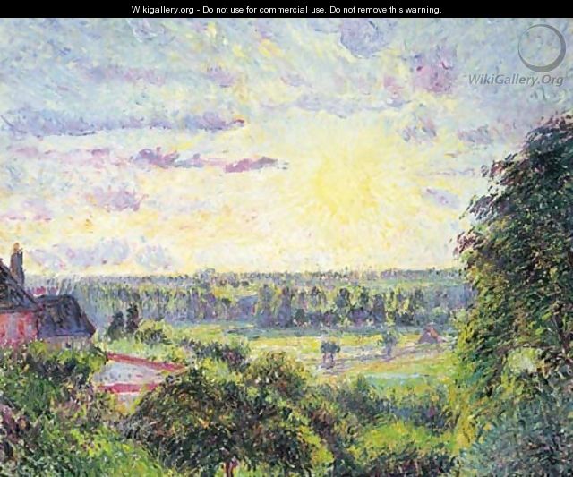 Soleil couchant a Eragny - Camille Pissarro