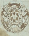 An elaborate cartouche with the Medici arms flanked by figures of Justice and Wisdom - Bernardino Barbatelli Poccetti