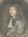 Portrait of a young gentleman, half-length, in a grey costume with lace jabot and black ribbon, in a feigned oval - Bernard Vaillant