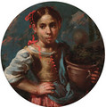 An allegory of summer a girl holding an earthenware pot with flowers - Bernhard Keil