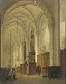 Figures in a exalted church interior - Bernardus Van De Laar