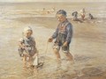 Playing in the surf - Bernardus Johannes Blommers