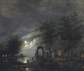 A moonlit river landscape - Bernardus Hagedoorn