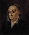 Portrait of an old lady, bust-length, veiled, in a black dress - Bolognese School