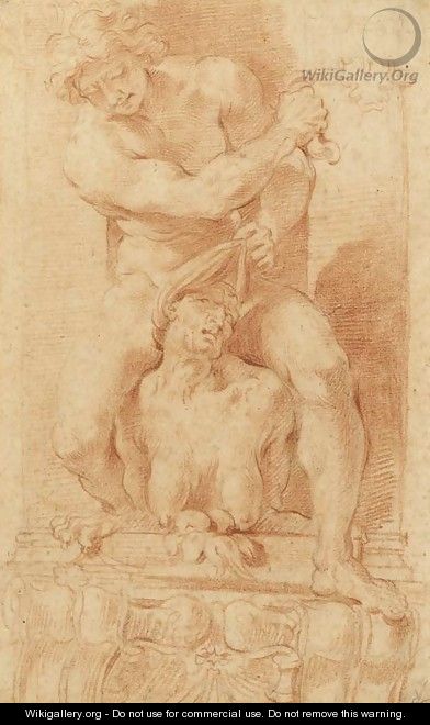 A young man subduing a harpy, after Ludovico Carracci - Bolognese School
