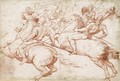 Studies After Raphael Two Horsemen Recoiling, With Soldiers In The Background - Boccaccio Boccaccino