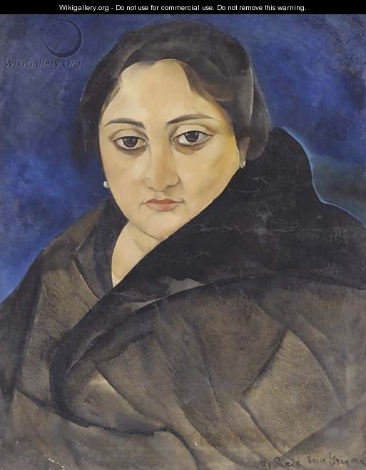 Portrait of a lady with dark eyes - Boris Dmitrievich Grigoriev