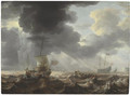 Ships on a stormy sea - Bonaventura, the Elder Peeters