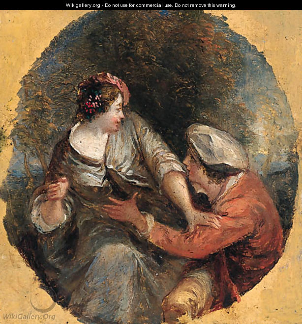 Amorous Couples in Landscapes, in painted ovals - Bonaventura De Bar