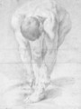 A nude bending forwards to his feet - Bolognese School