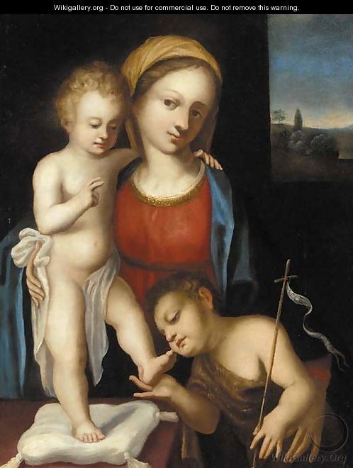 The Madonna and Child with the Infant Saint John the Baptist - Bolognese School