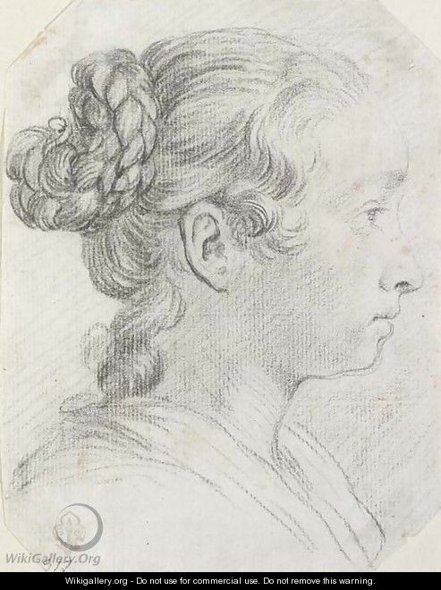 Head of a girl in profile to the right - Bolognese School