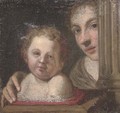 A mother and child at a casement - Florentine School