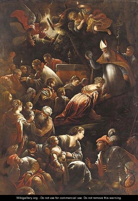 The Baptism of Saint Afra - (after) Jacopo Bassano (Jacopo Da Ponte)
