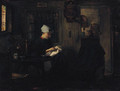 A Woman Seated Sewing In An Interior - Floris Arntzenius