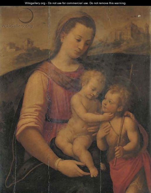 The Madonna and Child with the Infant Saint John the Baptist, a landscape beyond - Florentine School