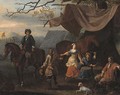 A military encampment with merrymakers at a tent - (after) Abraham Danielsz Hondius