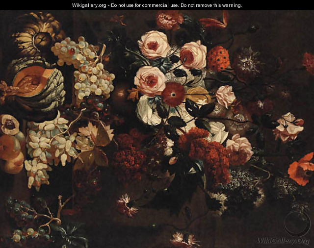 Roses, Carnations, Peonies and other Flowers - (after) Abraham Breughel