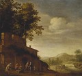 Peasants resting and dancing with a piper before a ruin - (after) Abraham Bloemaert