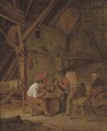 Peasants smoking and drinking in an interior - (after) Adriaen Jansz. Van Ostade