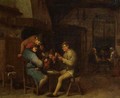 Boors playing at cards in a tavern - (after) Adriaen Jansz. Van Ostade