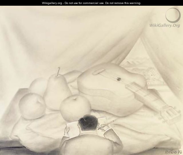 Hombre dibujando un bodegan - Fernando Botero